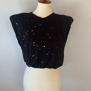 [alla berman] Black Acid Splatter Crop Top - Size XS